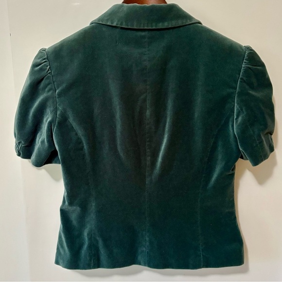 Esprit| Gorgeous Green Velvet Feminine Peplum Blazer w/ Short Puff Sleeves Sz 6 - Picture 2 of 4
